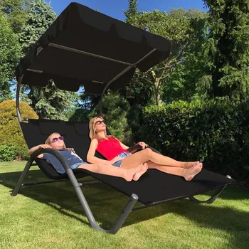 Zahradní lehátko Relaxační lehátko pro 2 osoby Craftfield PALACE - Černá