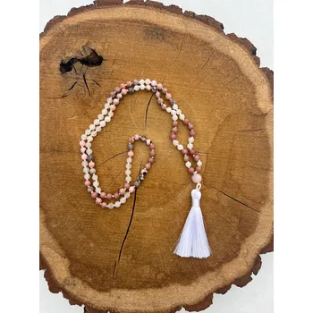 Náhrdelník RV studio Louny s.r.o. Korálky Mala ze vzácných kamenů - Achát, Rodonit, Křišťál a Jaspis