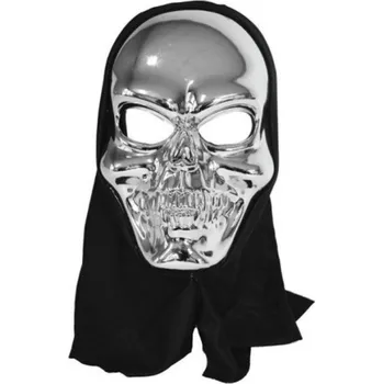 Karnevalová maska Maska lebka lesklá stříbrná