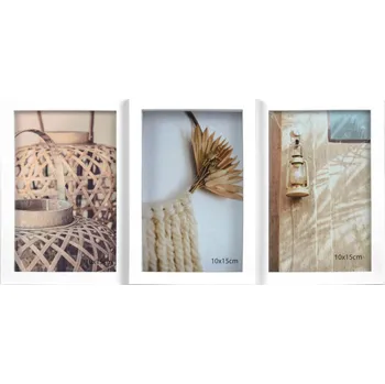 Rám na obraz Fotorámeček Milea, 3x 10x15 cm, bílý