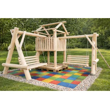 Dětské hřiště Dětské hřiště z masivu s houpačkami