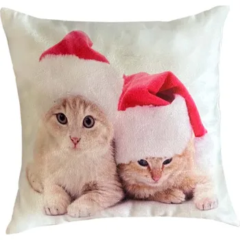 Dekorativní polštářek Vánoční dekorační polštářek Santa kočky