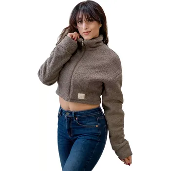 Dámská mikina ESITO | Dámská mikina Cropped Ema Brown - hnědá / XS