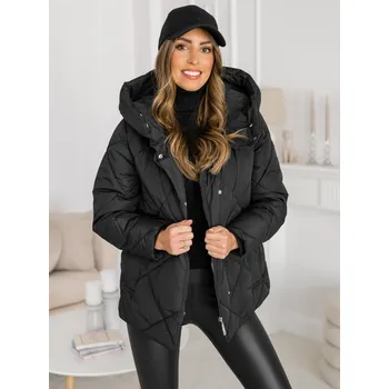 Černá dámská prošívaná zimní bunda s kapucí Bolf 5M3175 - L