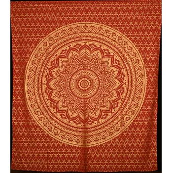 Přehoz na lůžko Mandala velká Barmere červeno-zlatá