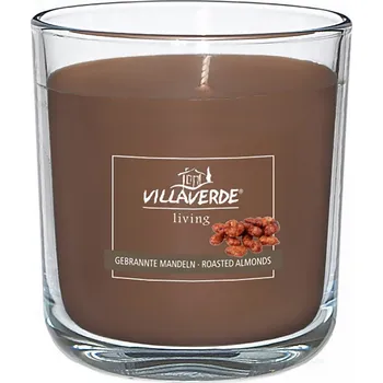 Svíčka Vonná svíčka ve skle Pražené mandle 9 cm, hnědá
