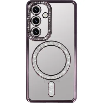 Pouzdro na mobilní telefon Zadní kryt Bling Magsafe pro Samsung Galaxy S26 fialový