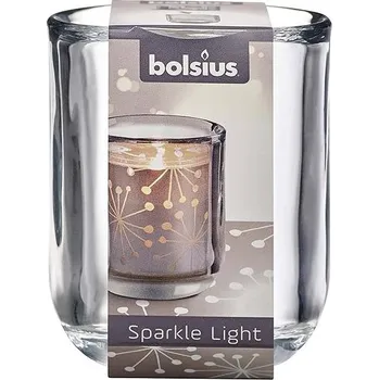 Svícen Bolsius Svícen Sparkle light, čirý, sklo 71 × 87 mm