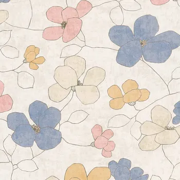 Tapeta A.S. Création | Vliesová tapeta na zeď Nordic Feeling 79147-2 | 0,53 x 10,05 m | béžová, modrá, žlutá + Béžová, modrá, žlutá vliesová tapeta na stěnu 791472 v rozměru 0,53 x 10,05 m