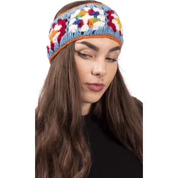 Rukavice Vlněná čelenka FLOWER / modro-oranžová