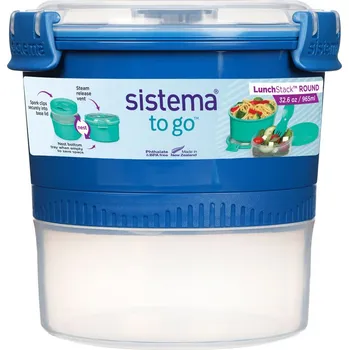 Svačinový box Sistema Kulatá nádoba na jídlo Lunchstack To Go 965 ml Barva: ocean blue