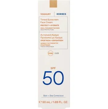 Opalování KORRES - Jogurtový tónovaný opalovací krém na obličej SPF50 Opalovací krémy 50 ml dámské