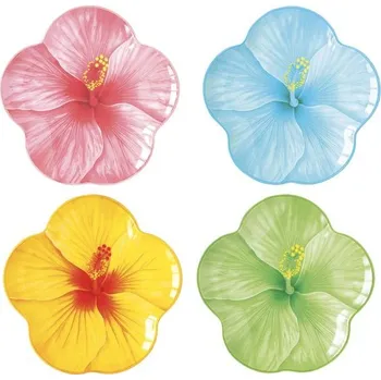 Talíř Jarní sada talířů ibišek pastelové 4ks Bouquet 21 cm, Easy Life