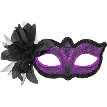 Karnevalová maska Karnevalová maska s fialovým květem na párty