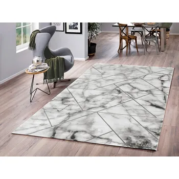 Koberec Koberec Craft 80x150 cm, mramorový design, šedo-stříbrný