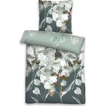 Povlečení Povlečení Stefanie, bavlněný satén, zelené květinové