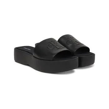 Dámské pantofle Nazouváky Calvin Klein Flatf Sndl Lth Mg HW0HW03026 Černá 40