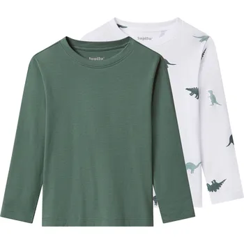 Chlapecké tričko lupilu® Dětské triko s dlouhými rukávy, 2 kusy (vzorovaná/zelená, 98/104)