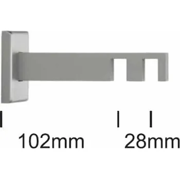 Garnýž URBÁNEK Držák garnýže SQ 2 tyč, 13,5 cm (bal.2 ks) - Satin stříbrná