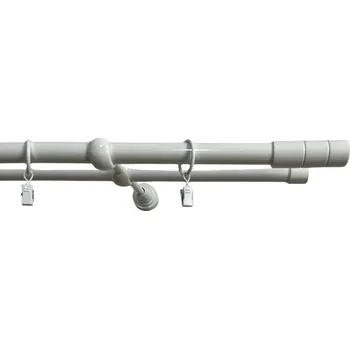 Garnýž dvouřadá s kroužky Timo 160 cm, bílá lesklá