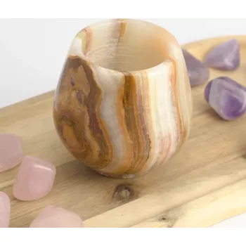 Zelený onyxový svícen soudek – Světlo klidu a srdeční rovnováhy ( 7,5 cm) - A