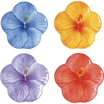 Talíř Jarní sada talířů ibišek pestré 4ks Bouquet 21 cm, Easy Life