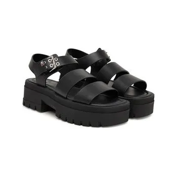 Dámské sandále Sandály Tommy Jeans Tjw Straps Leather Max Sandal EN0EN02944 Černá 38