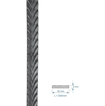 Zábradlí plochá tyč vzorovaná 3006.1 - pásovina, materiál 32 x 5 mm, délka 3 m, cena za 1 ks