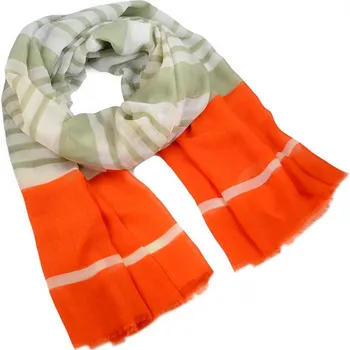 Šála Šála klasická - oranžovo-zelená s pruhy