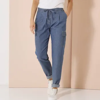 Dámská móda Denimové cargo kalhoty modrá 40
