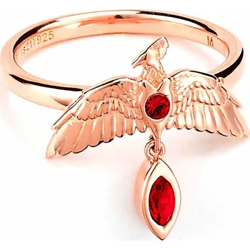 Módní doplněk Stříbrný prsten z Harryho Pottera Fawkes s růžovým zlatem, velikost L