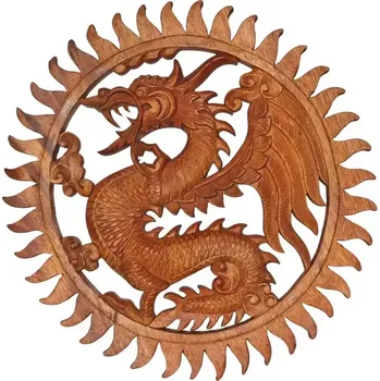 Dekorativní dřevěný panel na stěnu Drak 40 cm