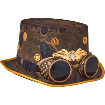 Karnevalový doplněk Klobouk cylindr steampunk s brýlemi