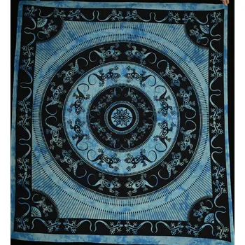 Přehoz na lůžko Mandala velká Ještěrky modrá