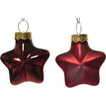 Vánoční dekorace Vánoční ozdoby (12 ks) Hvězdy, červený lesk/mat, sklo
