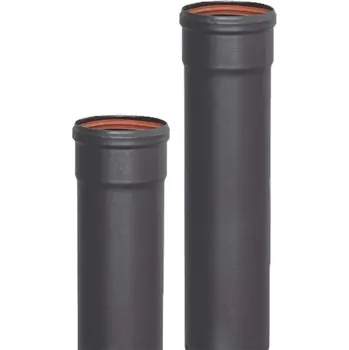 Dětská dílna S&M 485503 – Smaltovaná trubka, vnější/vnitřní závit, černá, Ø 80 mm a délka 25 cm | Vývod pro