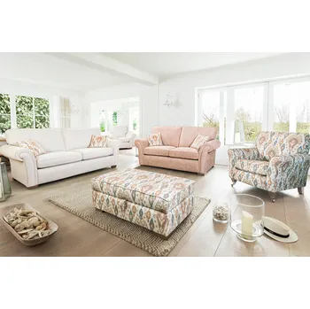 Pohovka BARRINGTON FURNITURE VINTAGE SEDAČKA CHESTERFIELD bílá potahová látka