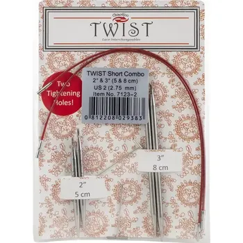 Jehlice ChiaoGoo Twist Short Combo set 5 + 8Cm vel. 2,75mm (Set vyměnitelných jehlic ChiaoGoo Twist Short Combo Set 5 a 8Cm 2,75mm)