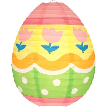 Party dekorace Papírový lampion velikonoční vajíčko s tulipány 25 cm dekorace