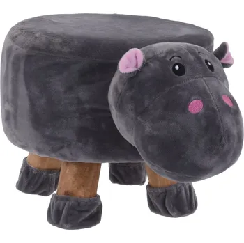 Stolička Dětská stolička Plyšový hroch, šedá