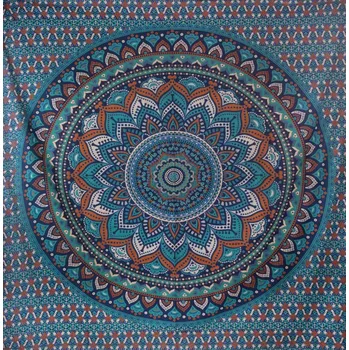 Přehoz na lůžko Mandala velká Ameya modrá I.