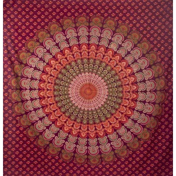 Přehoz na lůžko Mandala velká Barmere Sooraj červená II.