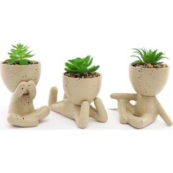 umělá květina Umělý sukulent (1 ks) v květináči, béžový (3 druhy)