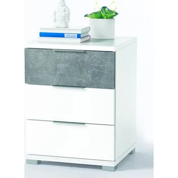 Noční stolek Vyšší noční stolek Anton, bílá/beton