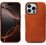 Kožený obal na iPhone 16 Pro MAX - iCarer, OilWax MagSafe Retro