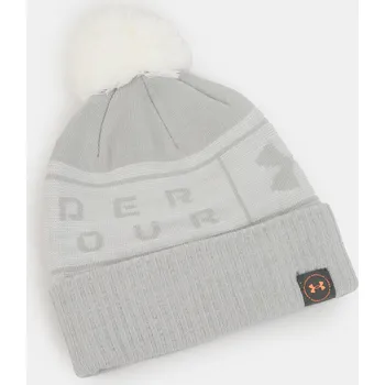 Čepice Pánská čepice Under Armour UA Big Logo Pom Beanie-GR 1356711-011 Šedá OSFA