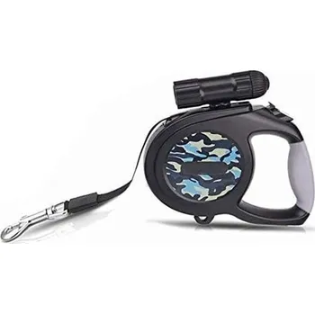 Vodítko pro psa Vodítko pro psy, 8 m, s LED světlem, automatické navíjení, vhodné pro psy, hmotnost do