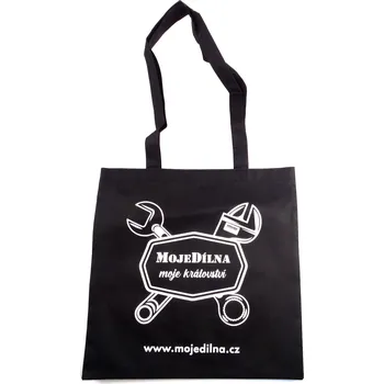 Nákupní taška Taška textilní s uchem, netkaná textílie, černá "MojeDílna moje království" (MojeDílna.cz)