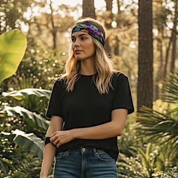 Čelenka Ebbie Bavlněná čelenka s gumičkou - DŽUNGLE LUNA