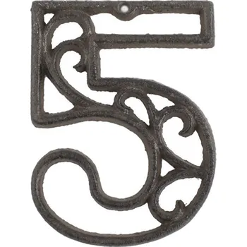 Domovní cedule Domovní číslo 5, hnědá litina